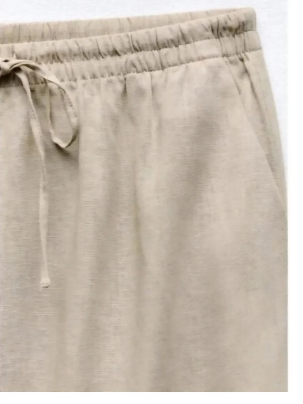 Zara Linen Blend Drawstring Maxi Skirt With Back Slit - Picture 5 of 6